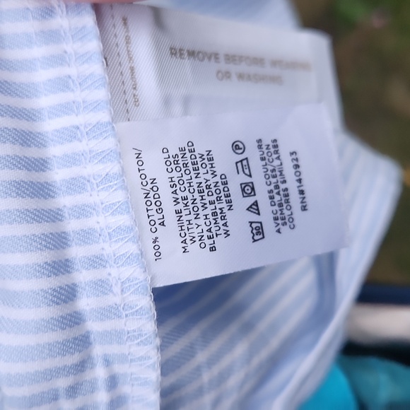 LOFT, Fall, Spring, Long Sleeve, Striped Flounce Cotton Shirtdress, Sz M. - Picture 7 of 7